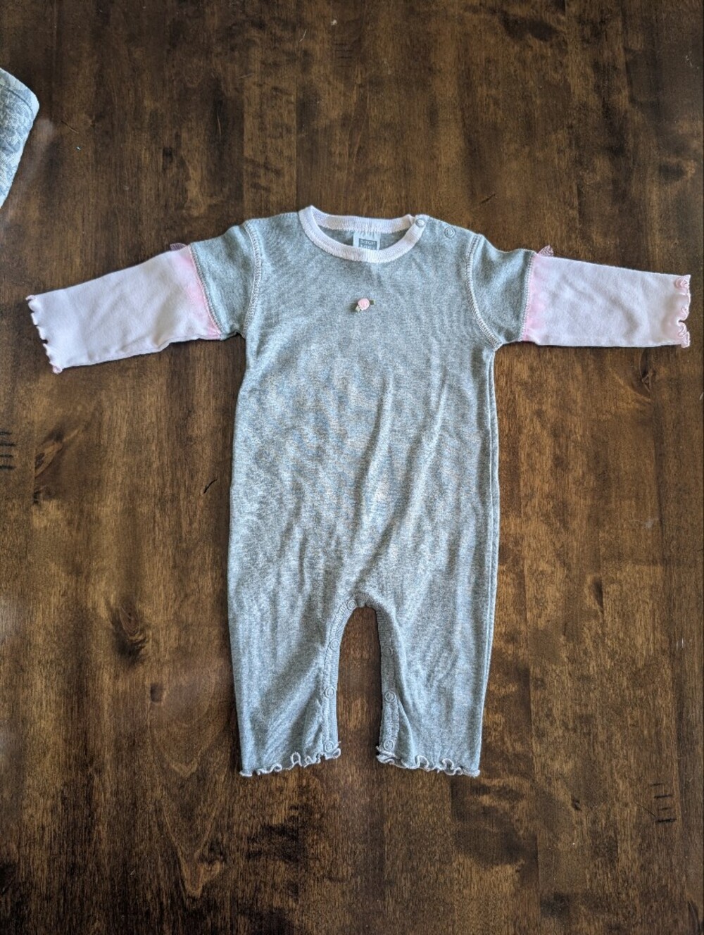 Mish Mish Gray and Pink Baby One-Piece Romper/ 3 Months